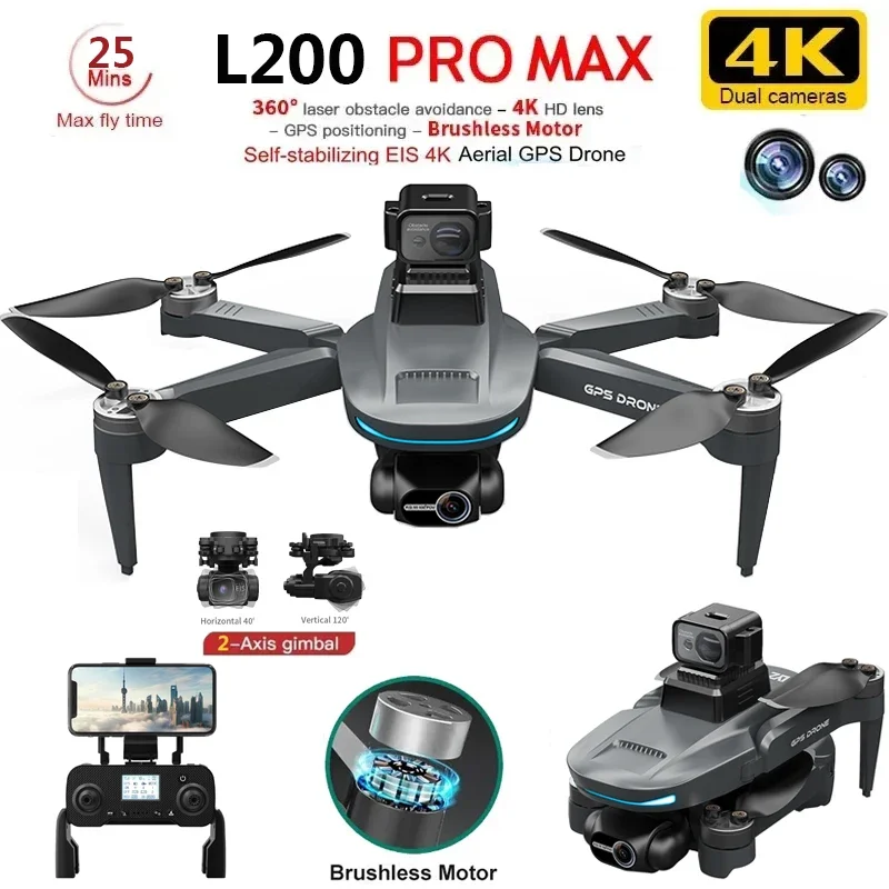 Drone Rc With Screen - L200 PRO MAX Drone 4K 2-Axis