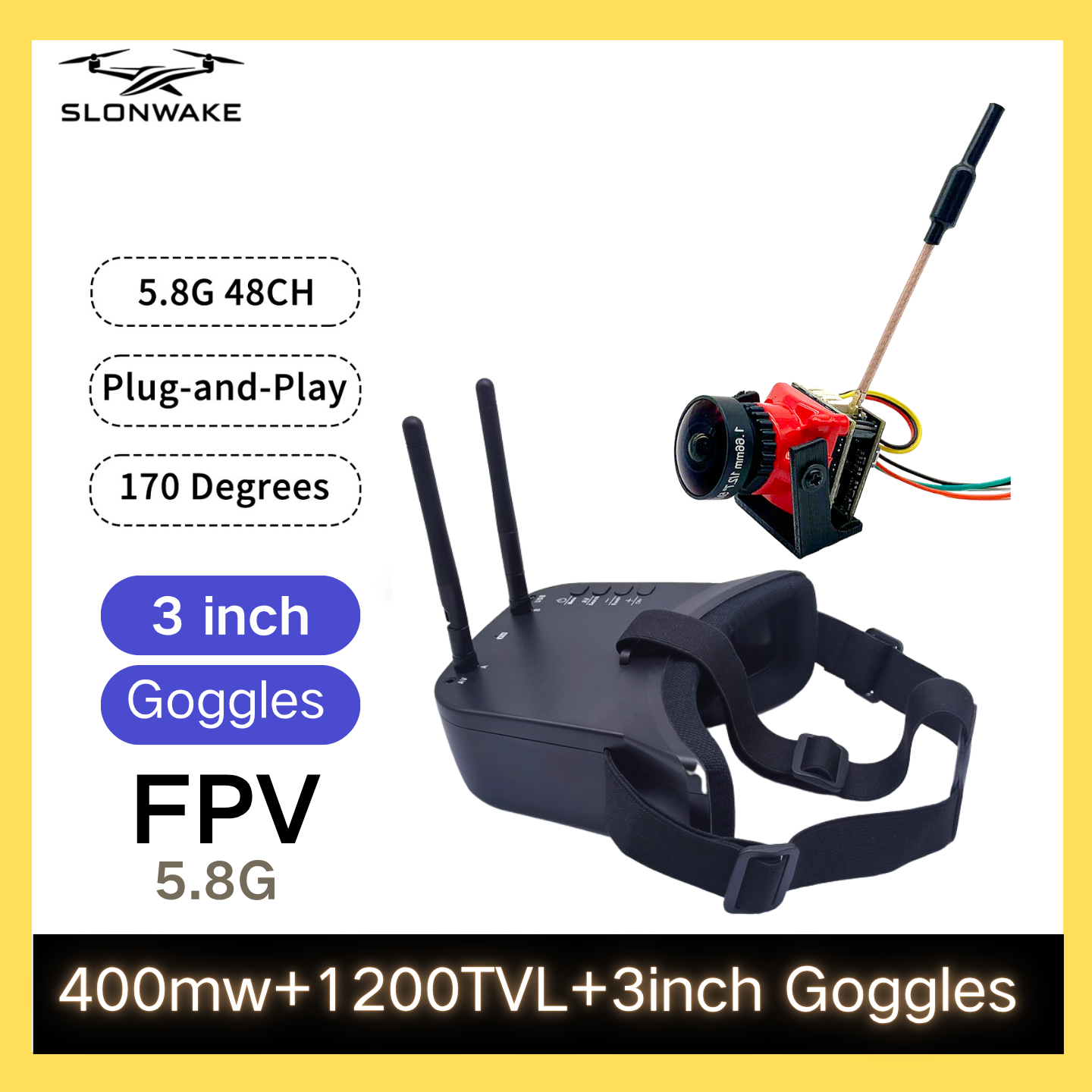 SLONWAKE 5.8G 48CH FPV 400mw V – обзор и цена Drone Rc Car