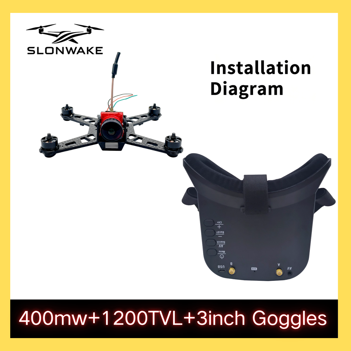 SLONWAKE 5.8G 48CH FPV 400mw V – обзор и цена Drone Rc Car